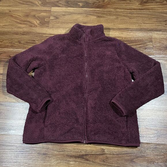 Uniqlo Fluffy Yarn Fleece Full-Zip Jacket Purple Long Sleeve Women's Size Large - Picture 1 of 5